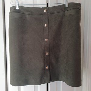 Loft Plus Size 14 Vegan Suede Skirt Moss Green